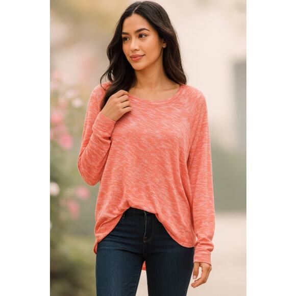 Anthropologie SZ S Damien Asymmetrical Coral Knit Dolman Sleeve Pullover Top - Picture 1 of 4